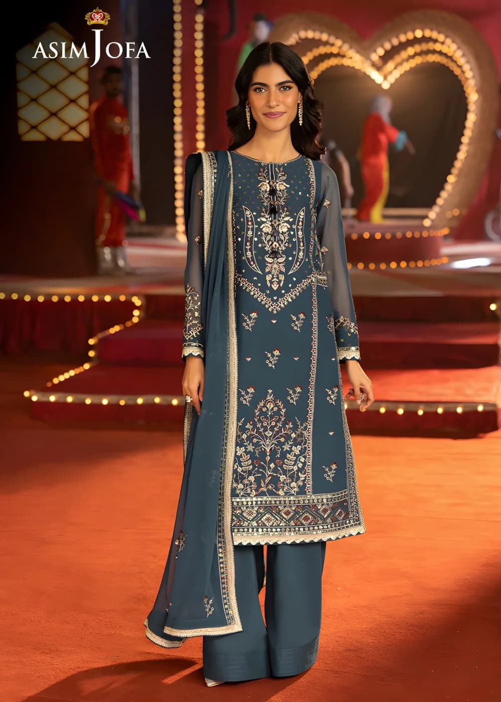 Asim Jofa 3-Piece Unstitched Luxury Embroidered Chiffon Shirt with Luxury Embroidered Chiffon Dupatta AJLFF-15