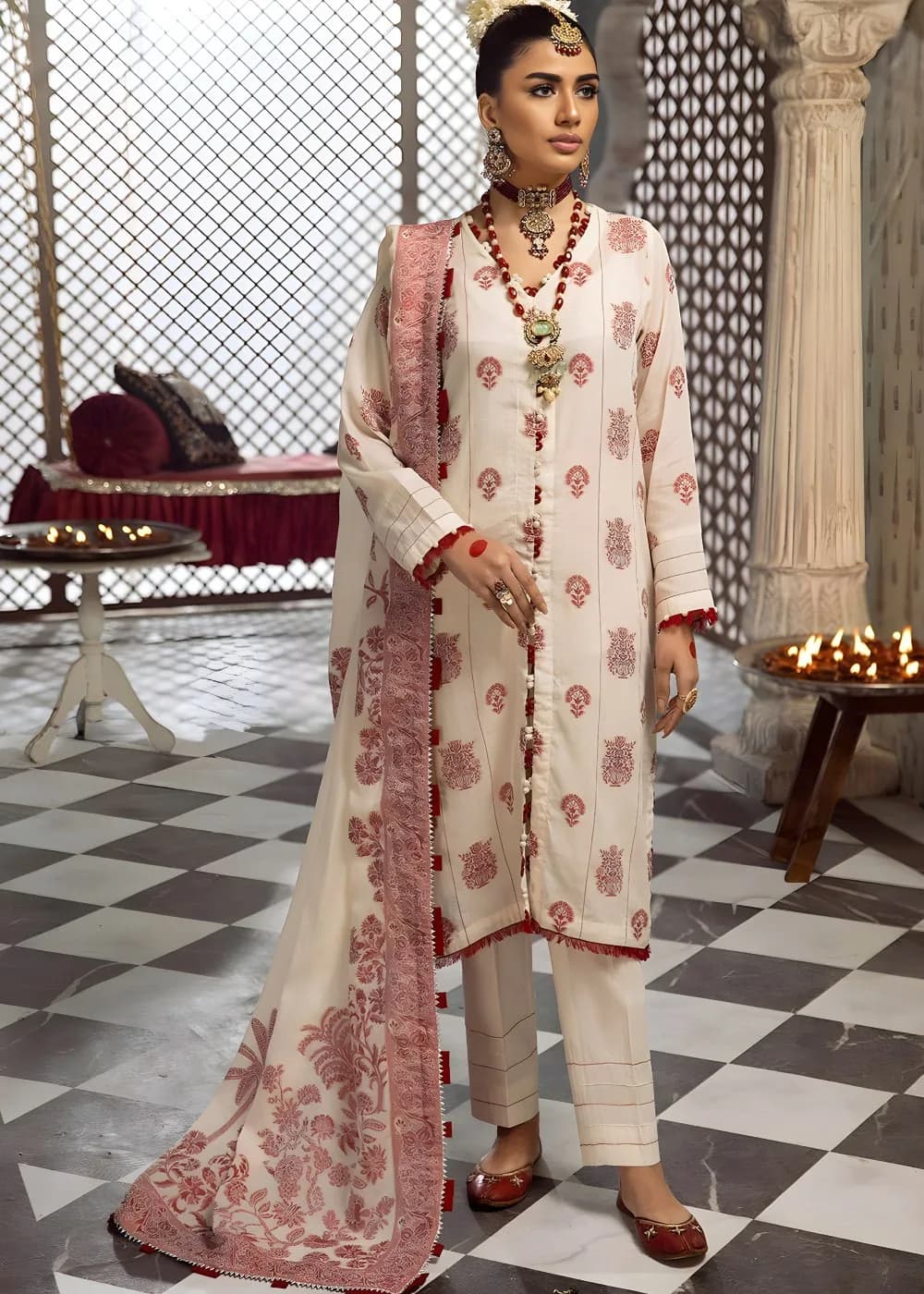 Gul Ahmed 3-Piece Jacquard Unstitched Suit with Dupatta and Inner JD-42003