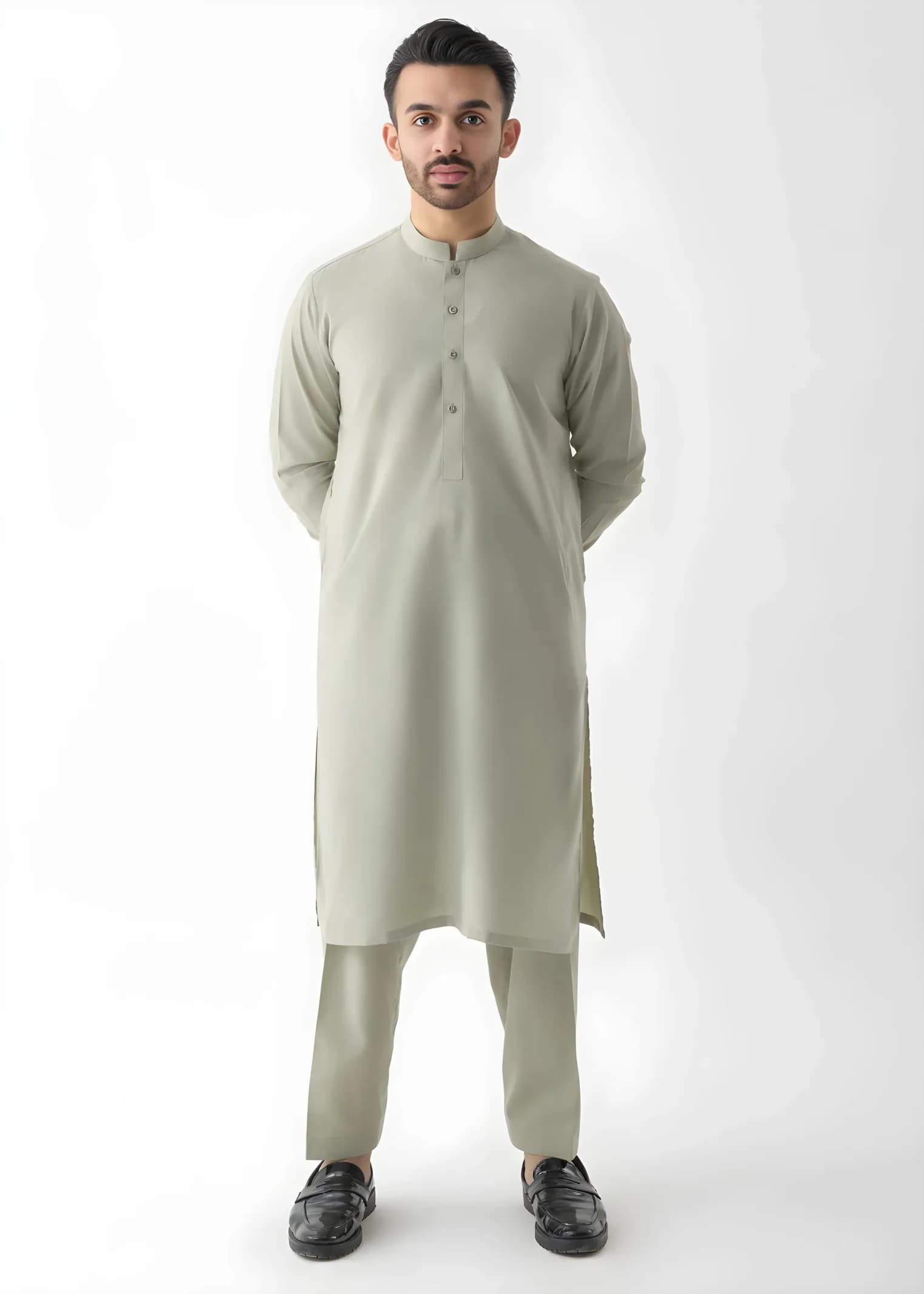 Gul Ahmed Gul-e-Makhmal Light Green Premium Fine Wash & Wear Unstitched Fabric Suit
