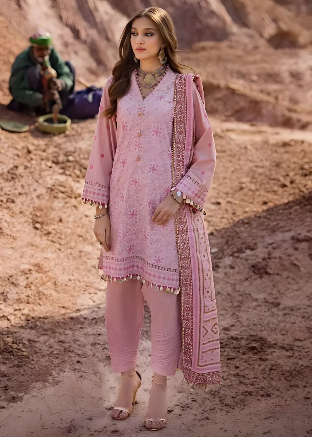 Gul Ahmed Sequins Embroidered Unstitched Lawn Suit for Women – T. Pink (3 Piece, CL-42197)